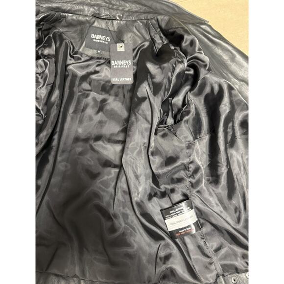 Barneys Originals Leather Jacket Womens 20 Black Biker Moto Asymmetrical Zip - Picture 8 of 16